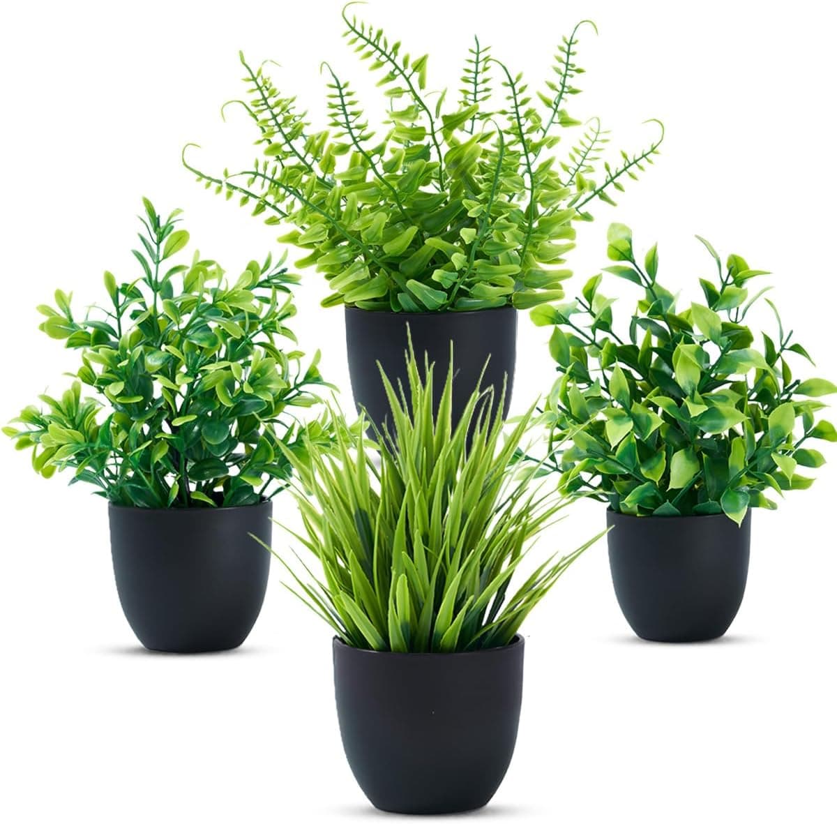 Laelfe Set di 4 Piante Artificiali in Vaso Piccole