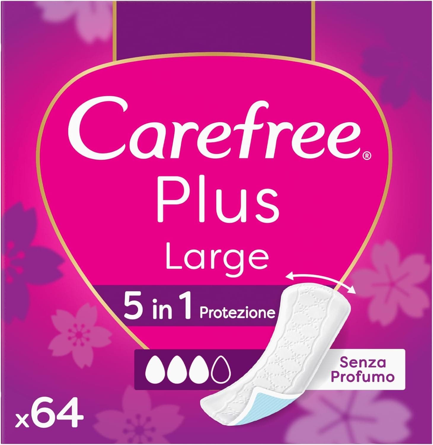 Carefree Salvaslip Plus Large Senza Profumo, Extra Ampi, 64 salvaslip