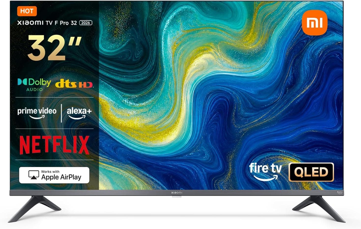 Xiaomi TV F Pro 32 2026, 32 pollici (81 cm), QLED, Smart TV, Fire TV, Triple Tuner DVB-C/S/S2/T/T2,Dolby Audio, DTS Virtual:X, DTS-HD, Controllo Vocale Alexa, Compatibile con Apple AirPlay